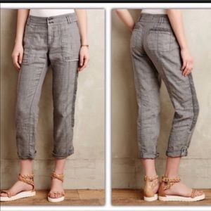 Anthropologie Hei Hei Linen Lace crop pants